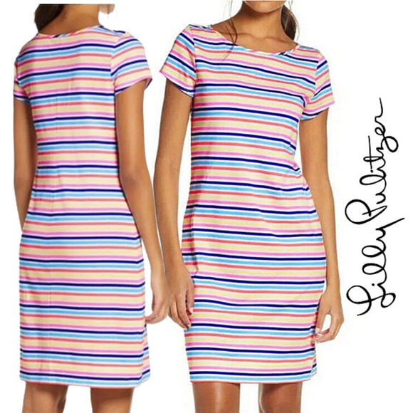 Lilly Pulitzer Short Sleeve Marlowe Dress Island Stripe, Small - Picture 1 of 12